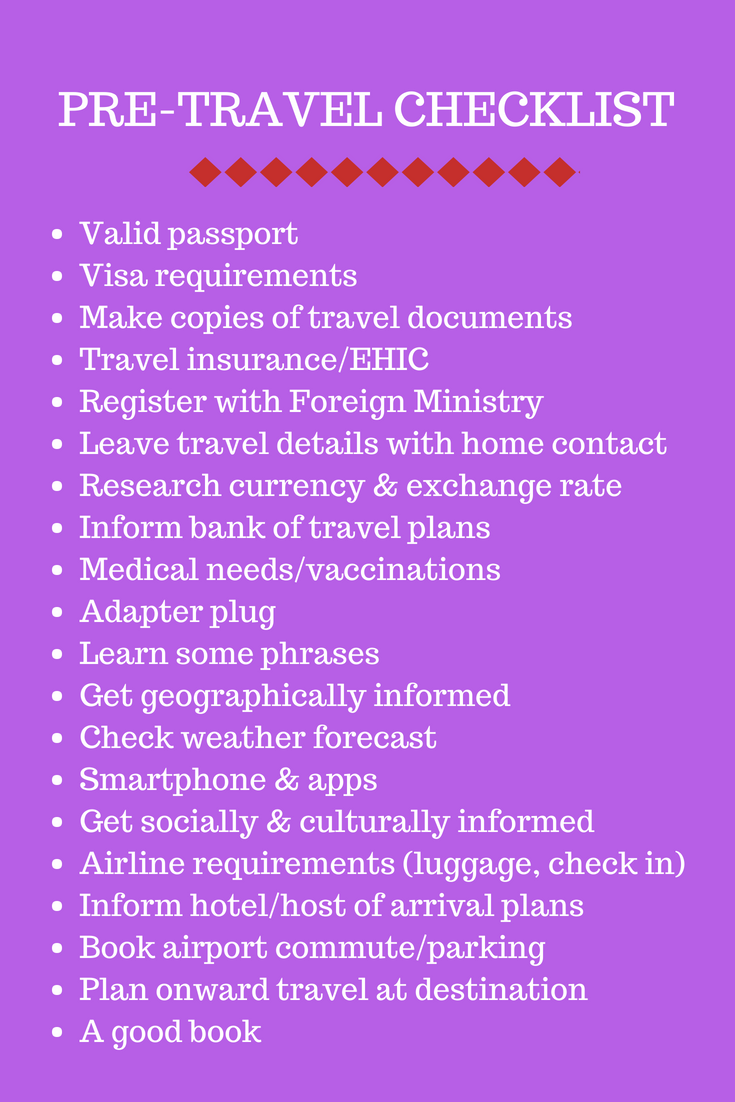 Pre-travel Checklist
