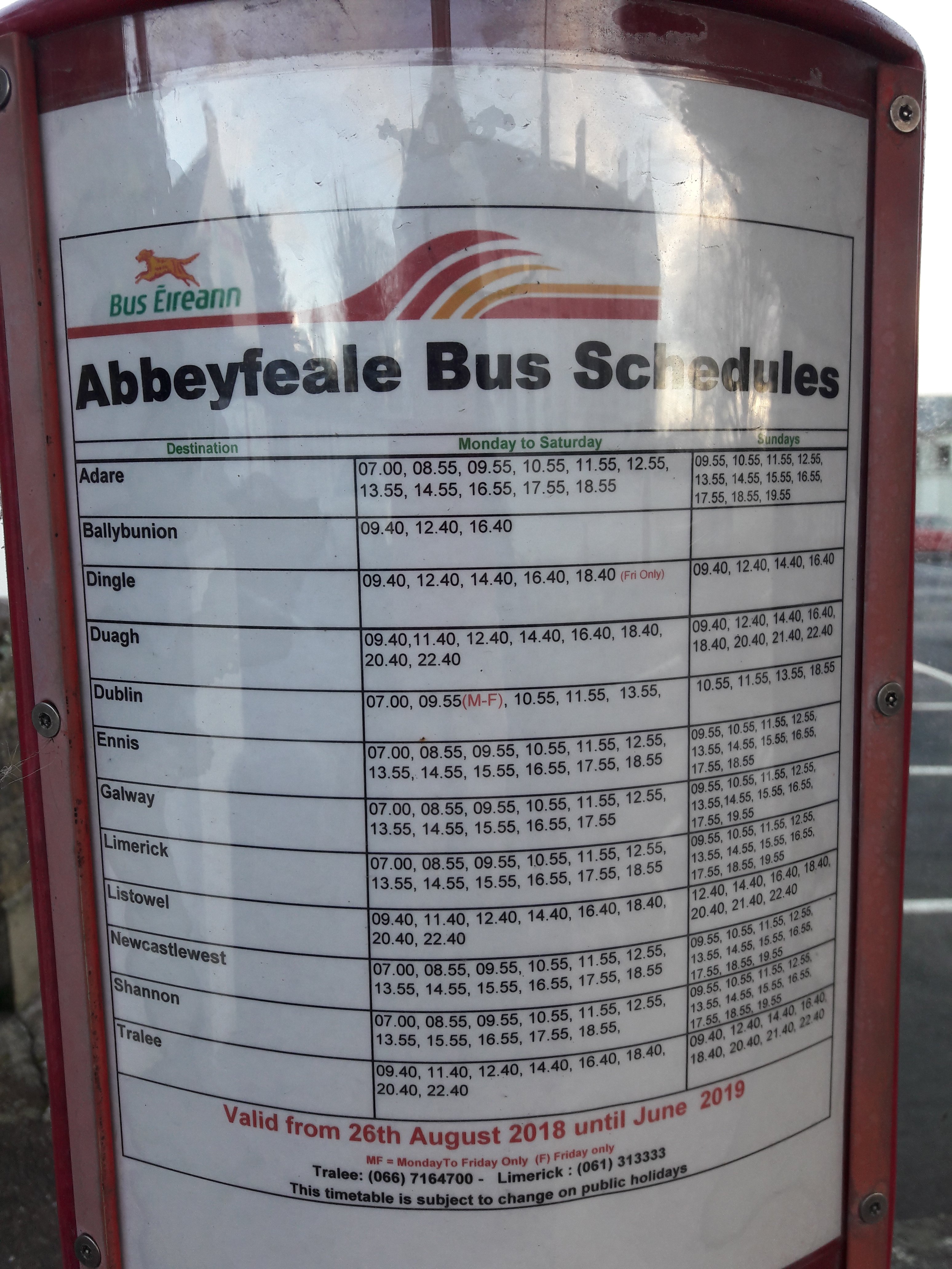 Bus Eireann timetable