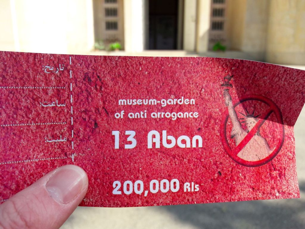 Former US Embassy Tehran entrance ticket